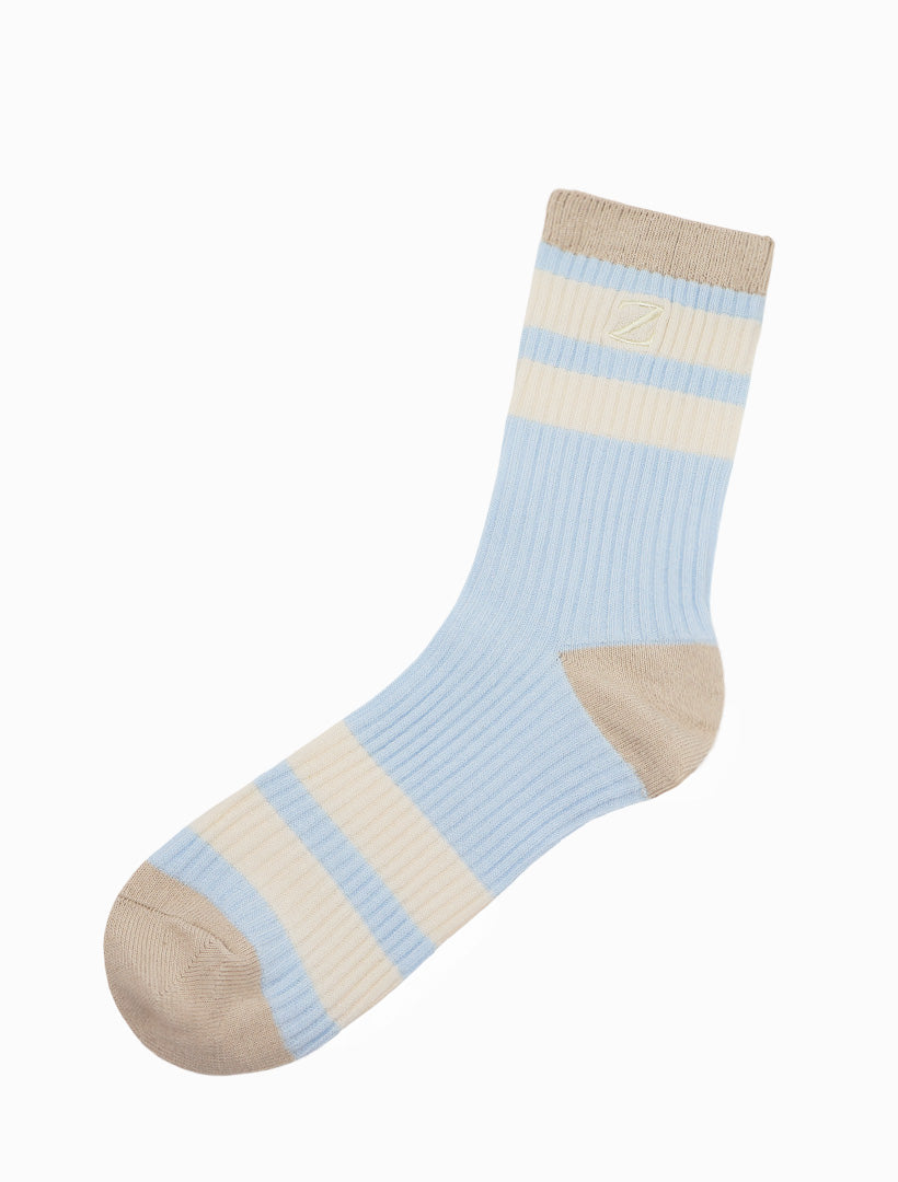 Cotton Blend Crew Socks Blue