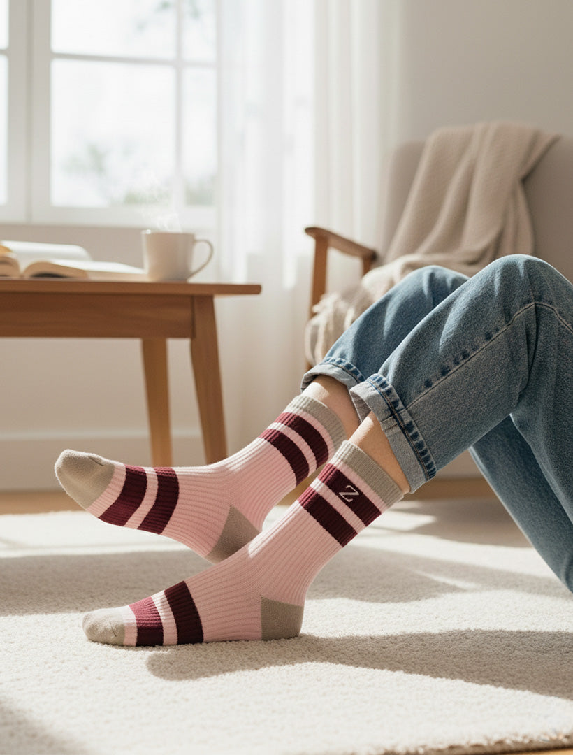 Cotton Blend Crew Socks Pink