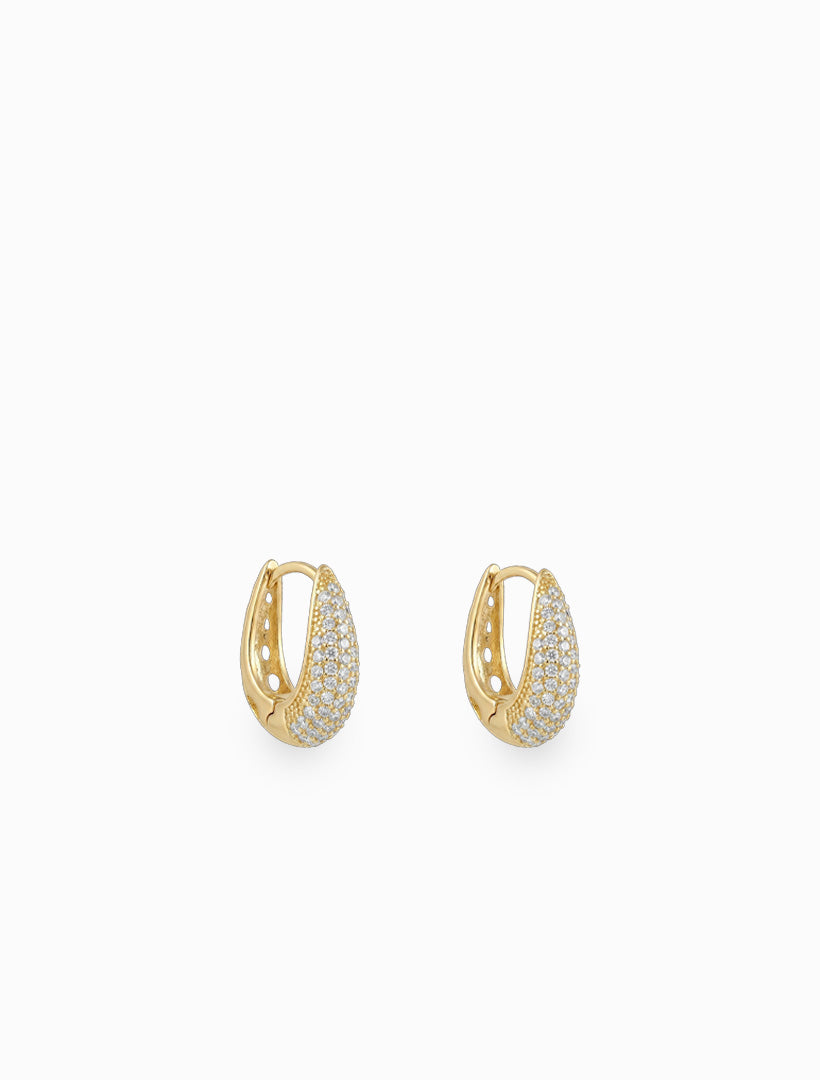 Crystal Huggie Hoops Gold