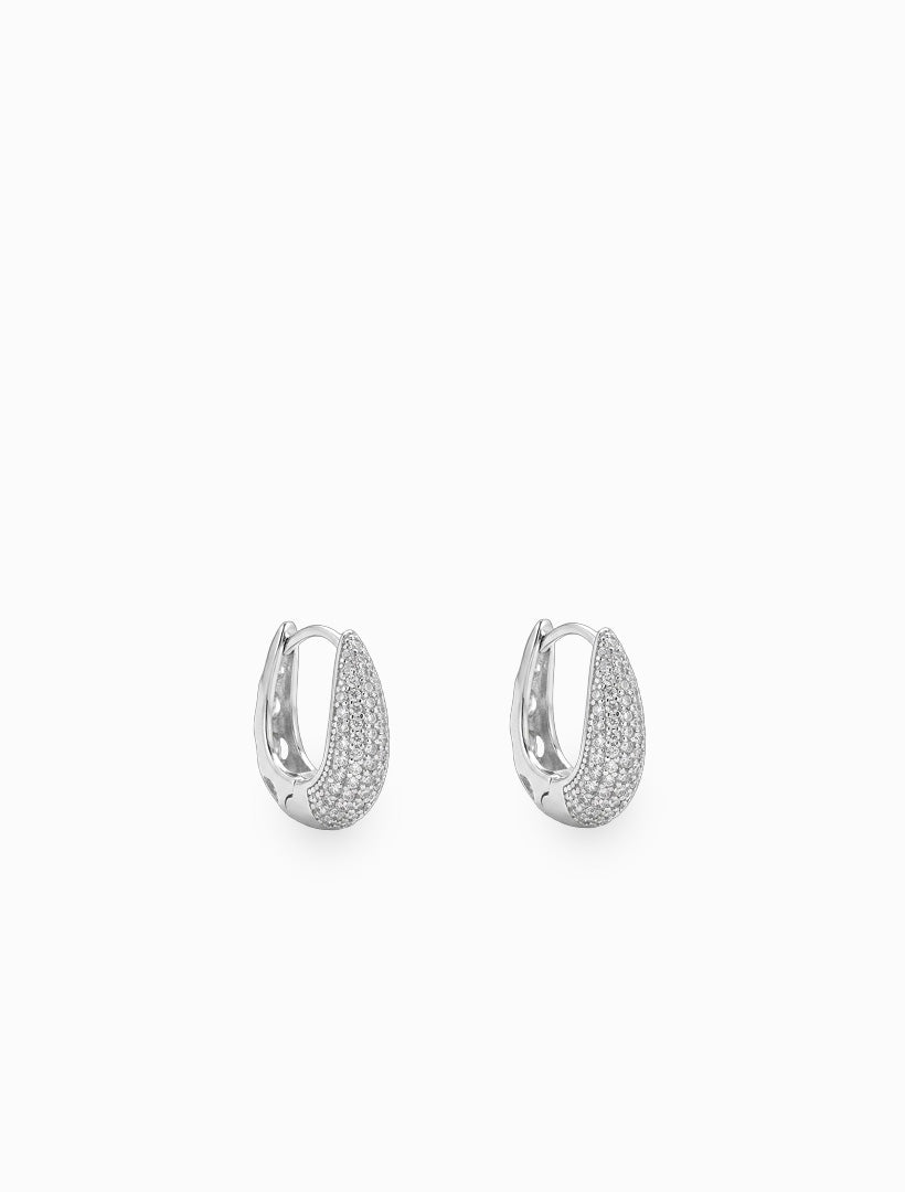 Crystal Huggie Hoops Silver