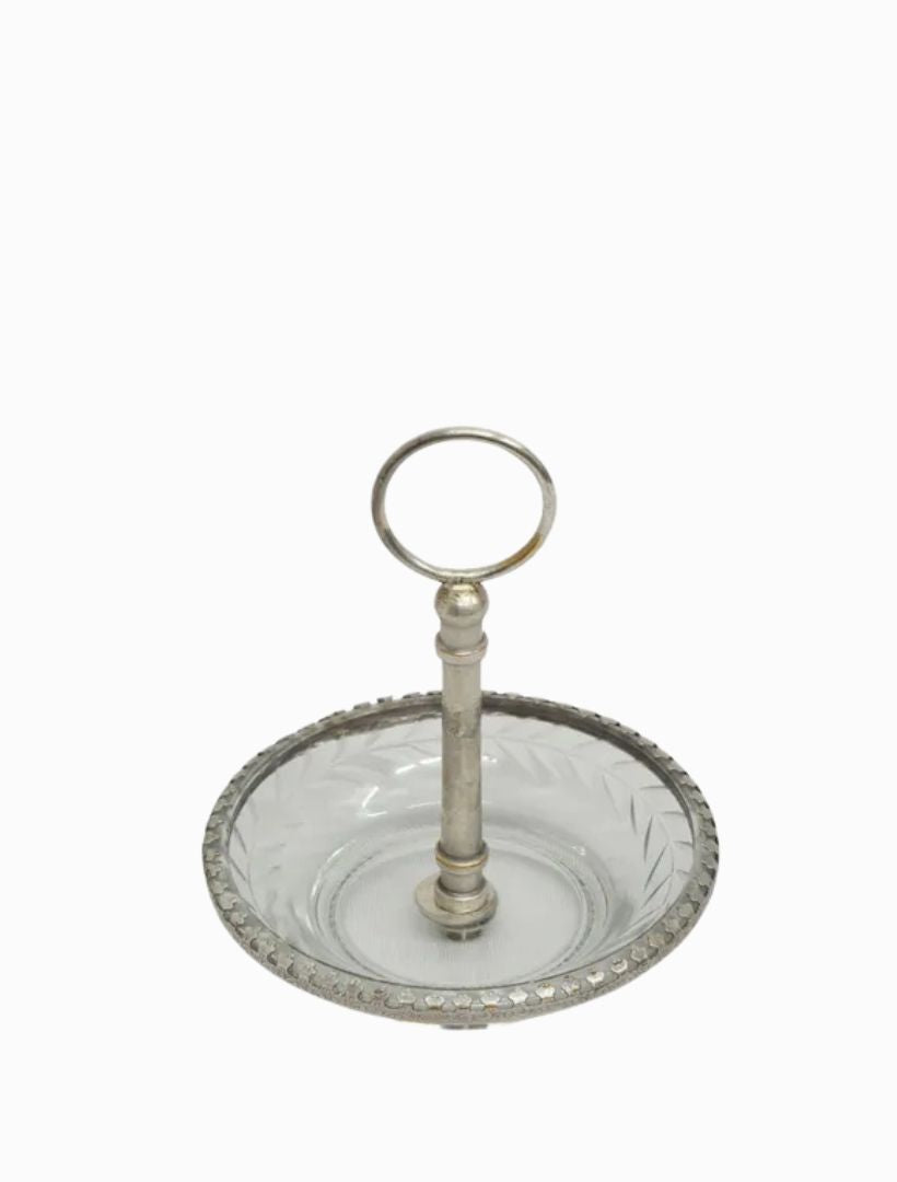 Top view - Cut Glass Ring Dish with Handle