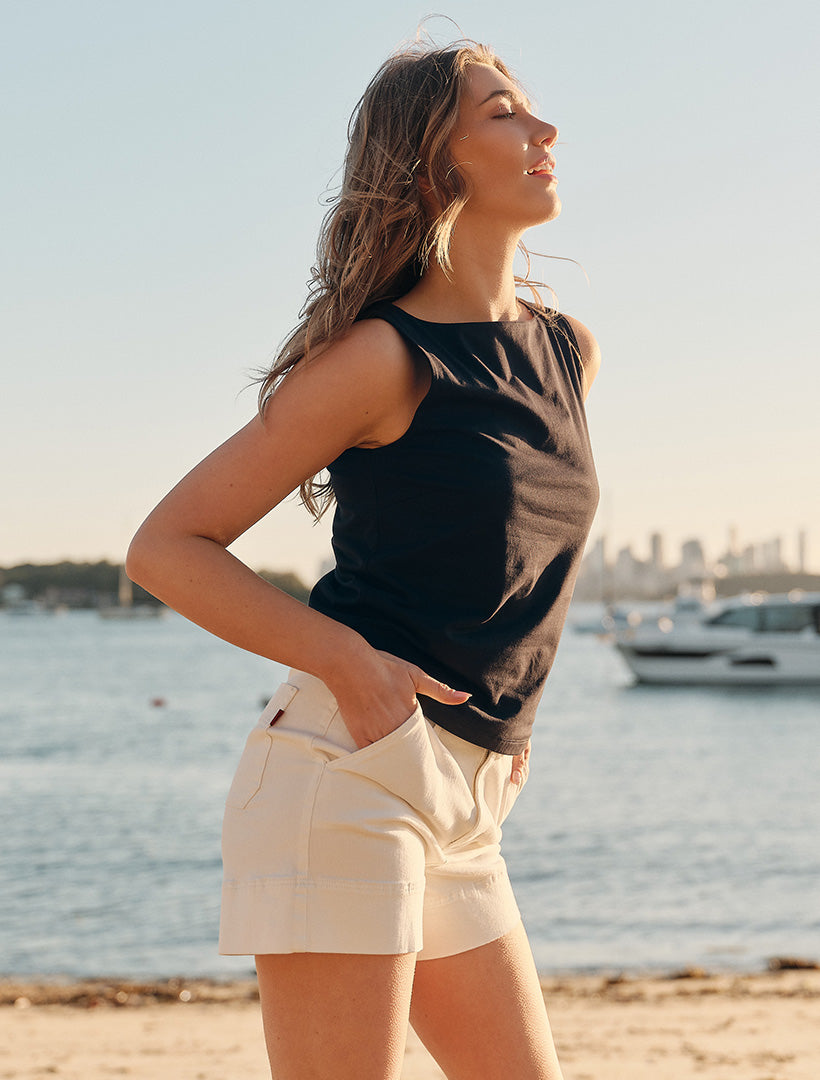 Daisy Denim Shorts White