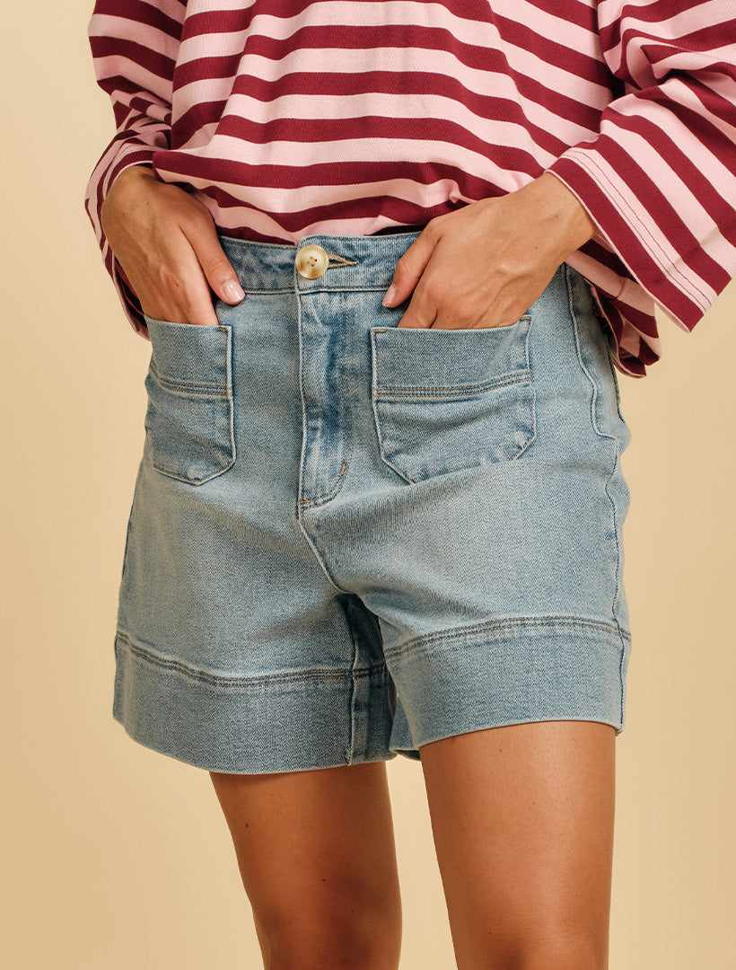 Farrah Pale Wash Denim Short