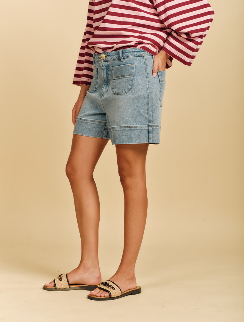 Farrah Pale Wash Denim Short