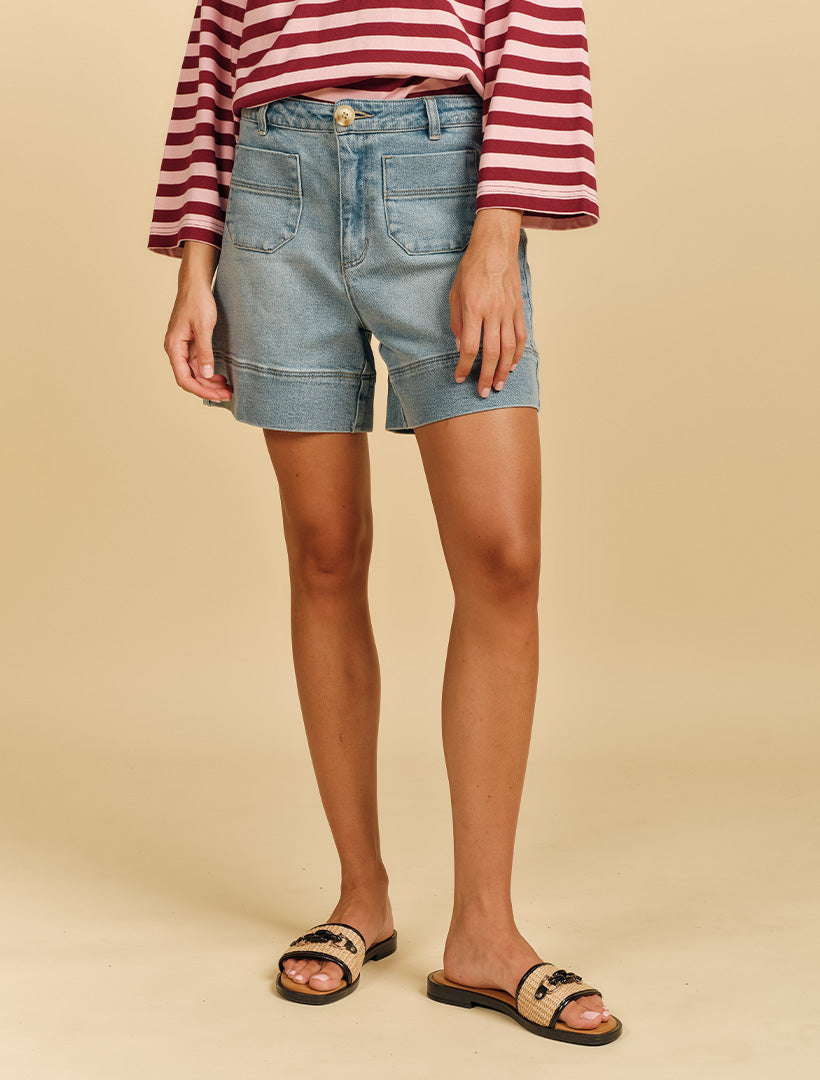 Farrah Pale Wash Denim Short