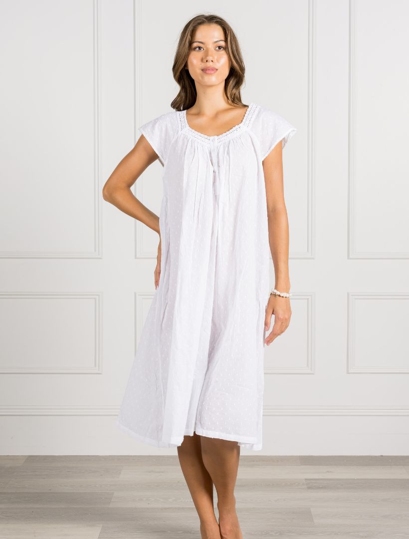 Delphine white lace nightgown front