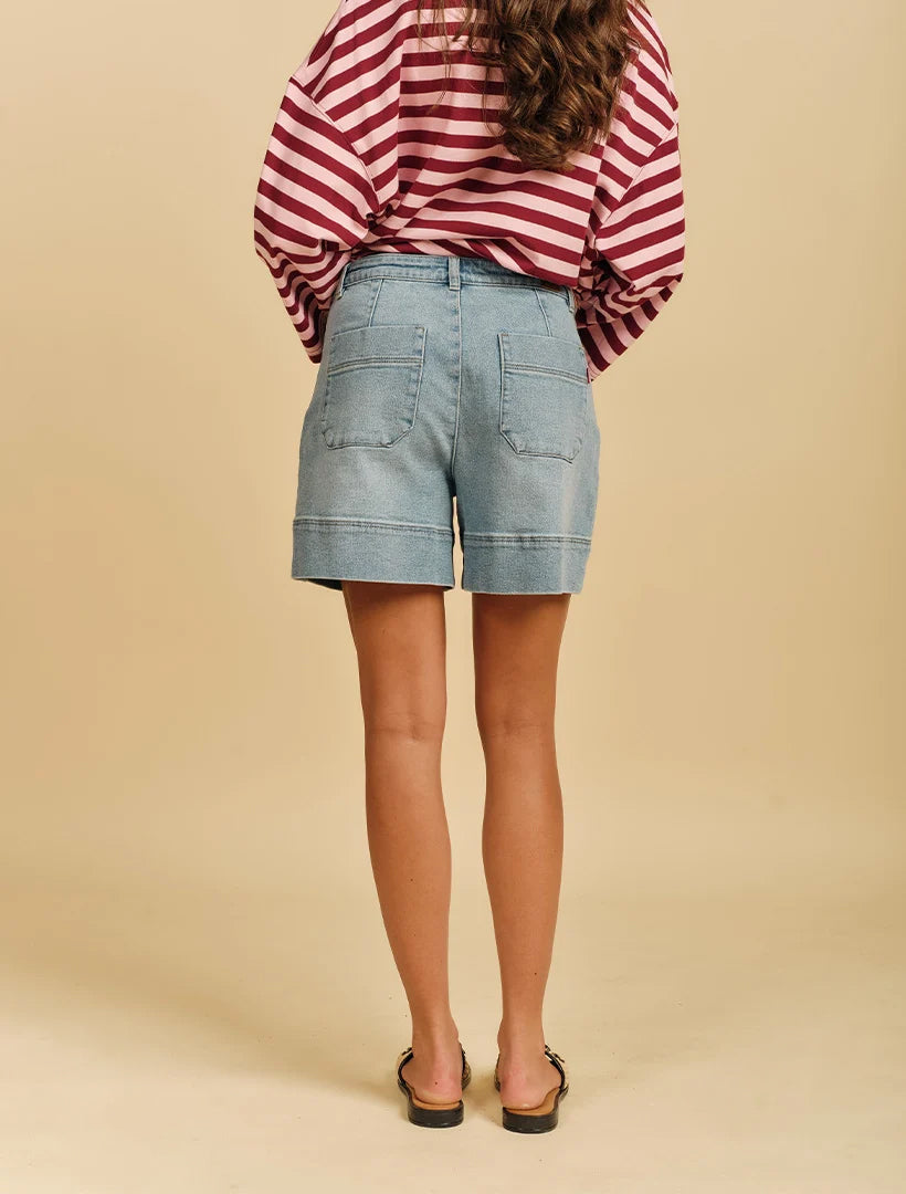 Farrah Pale Wash Denim Short