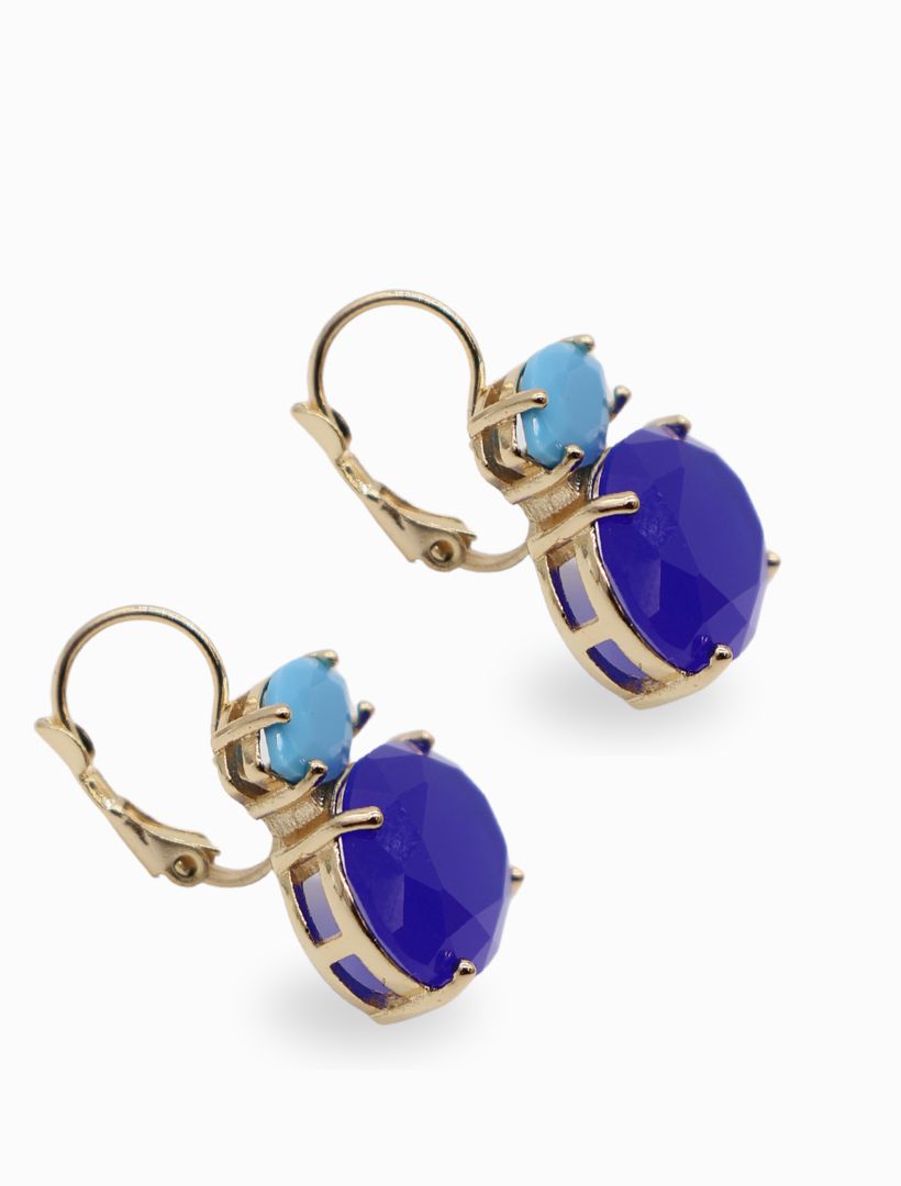 Double Crystal French Hooks Two Blues