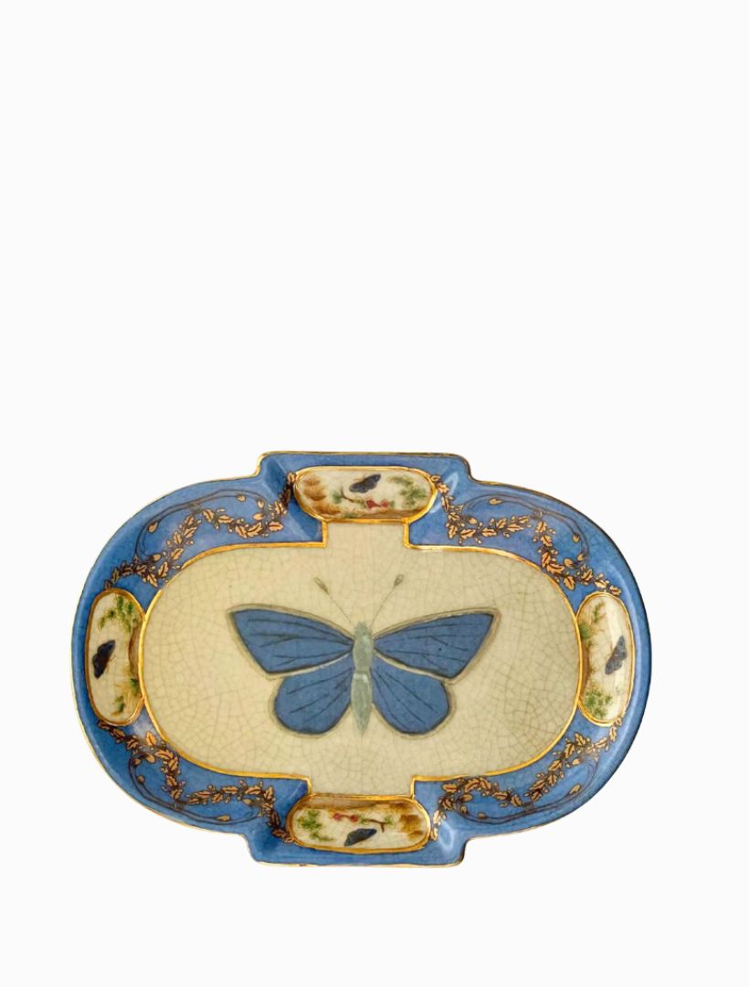 Front view - blue soap tray butterfly