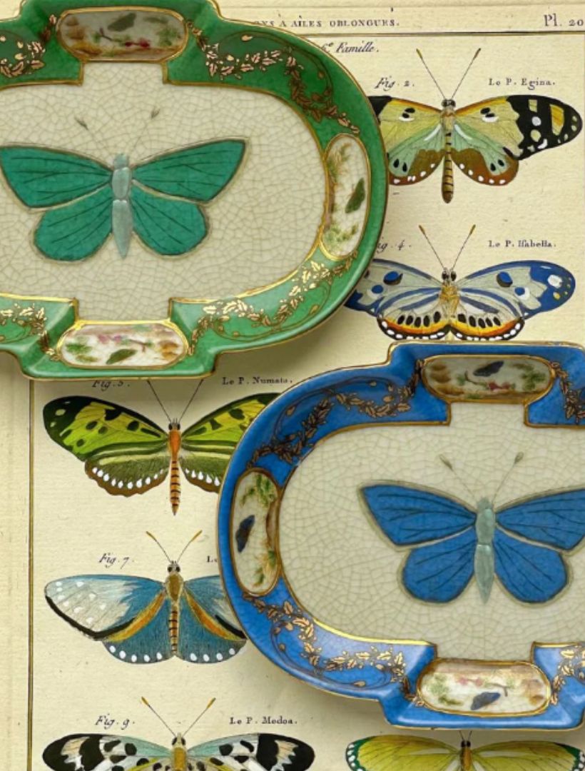 Detail - blue soap tray butterfly