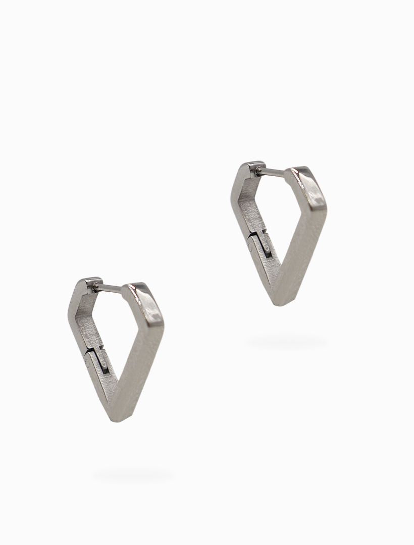 Inverted Peak Lever Hoops Silver