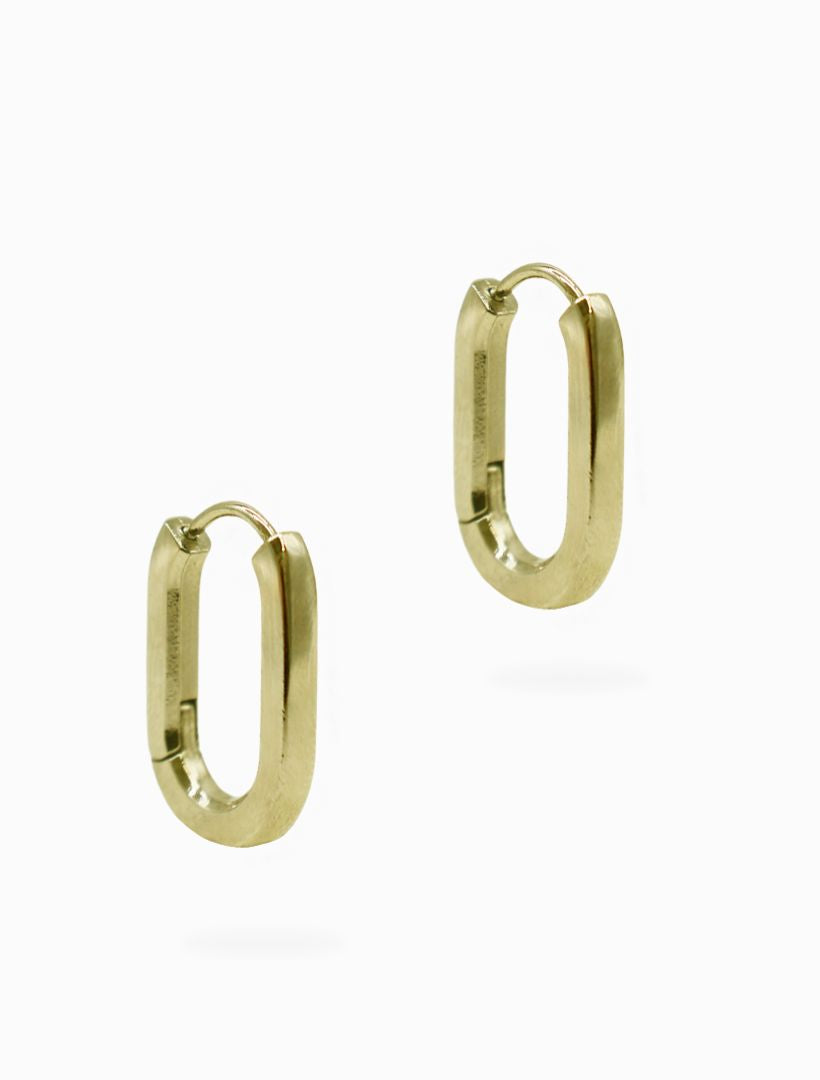 Solid Oval Lever Hoops Gold