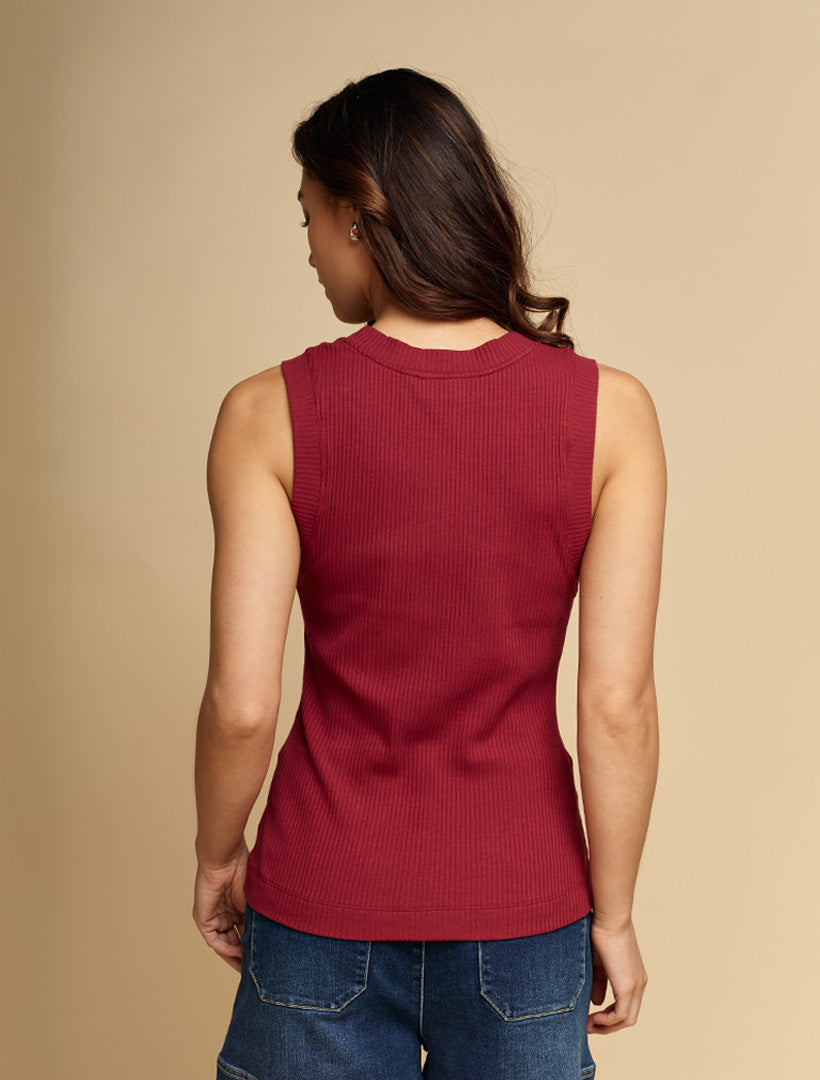 Elodie Rib Vest Burgundy