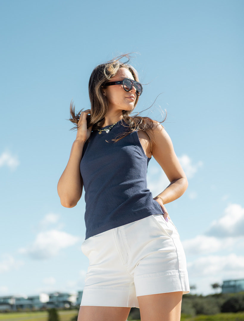 Elodie Rib Vest Navy