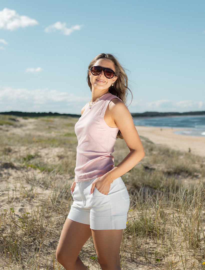 Elodie Rib Vest Pink