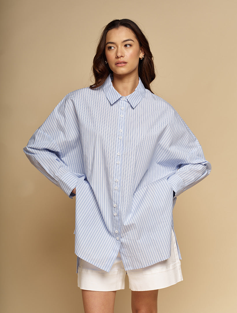 Emmanuella Striped Shirt Blue