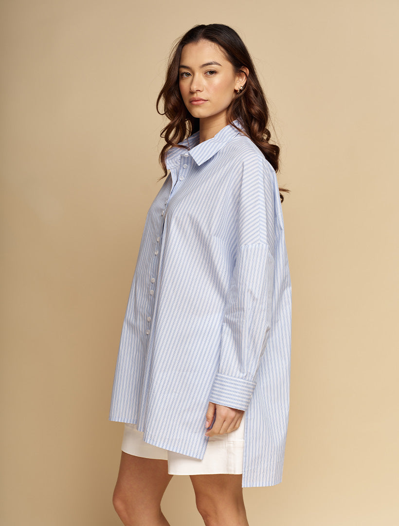Emmanuella Striped Shirt Blue
