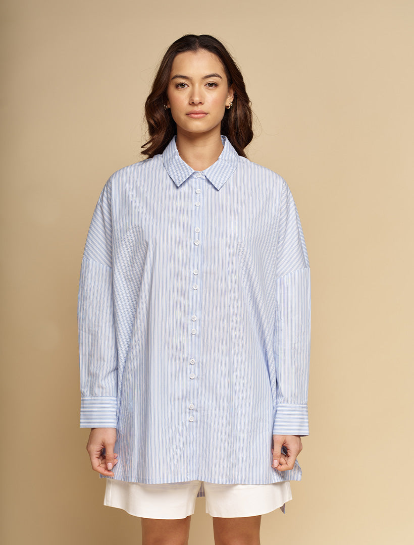 Emmanuella Striped Shirt Blue