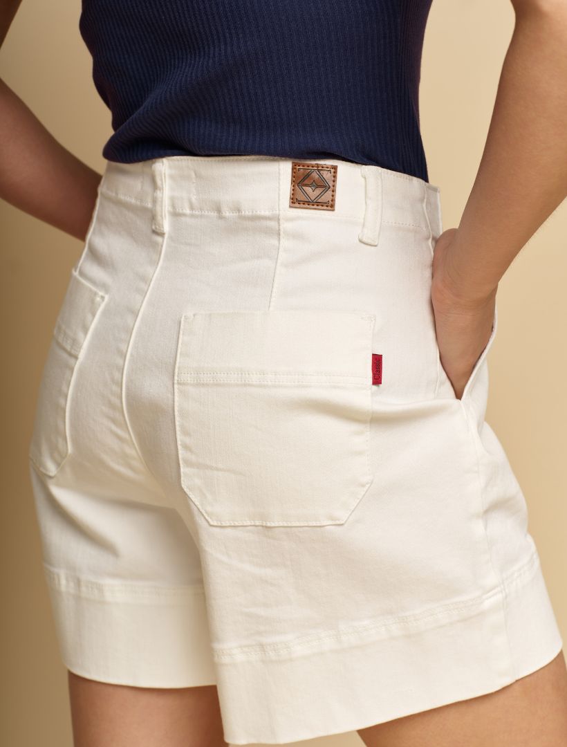 Daisy Denim Shorts White