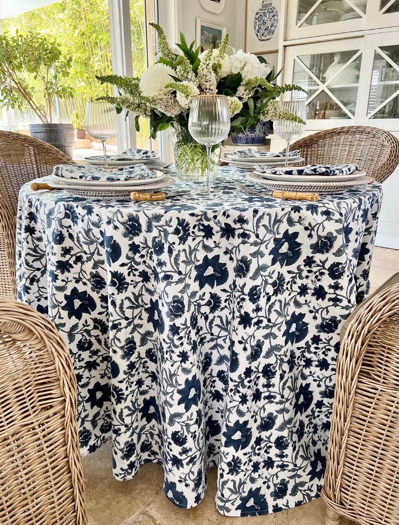 Fakistra Round Tablecloth Blue