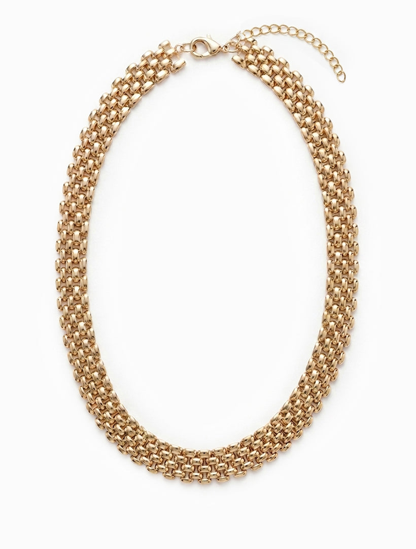 Flat Mesh Necklace Gold