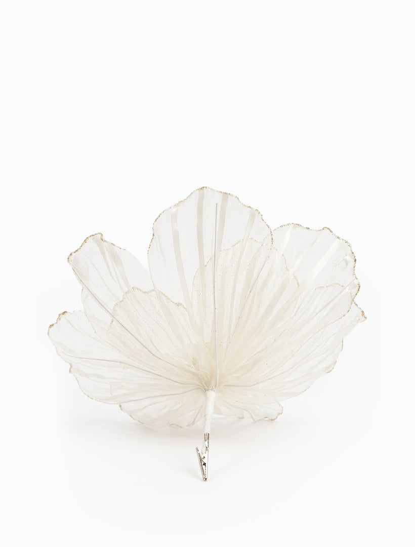 Ivory Organza Peony Clip On