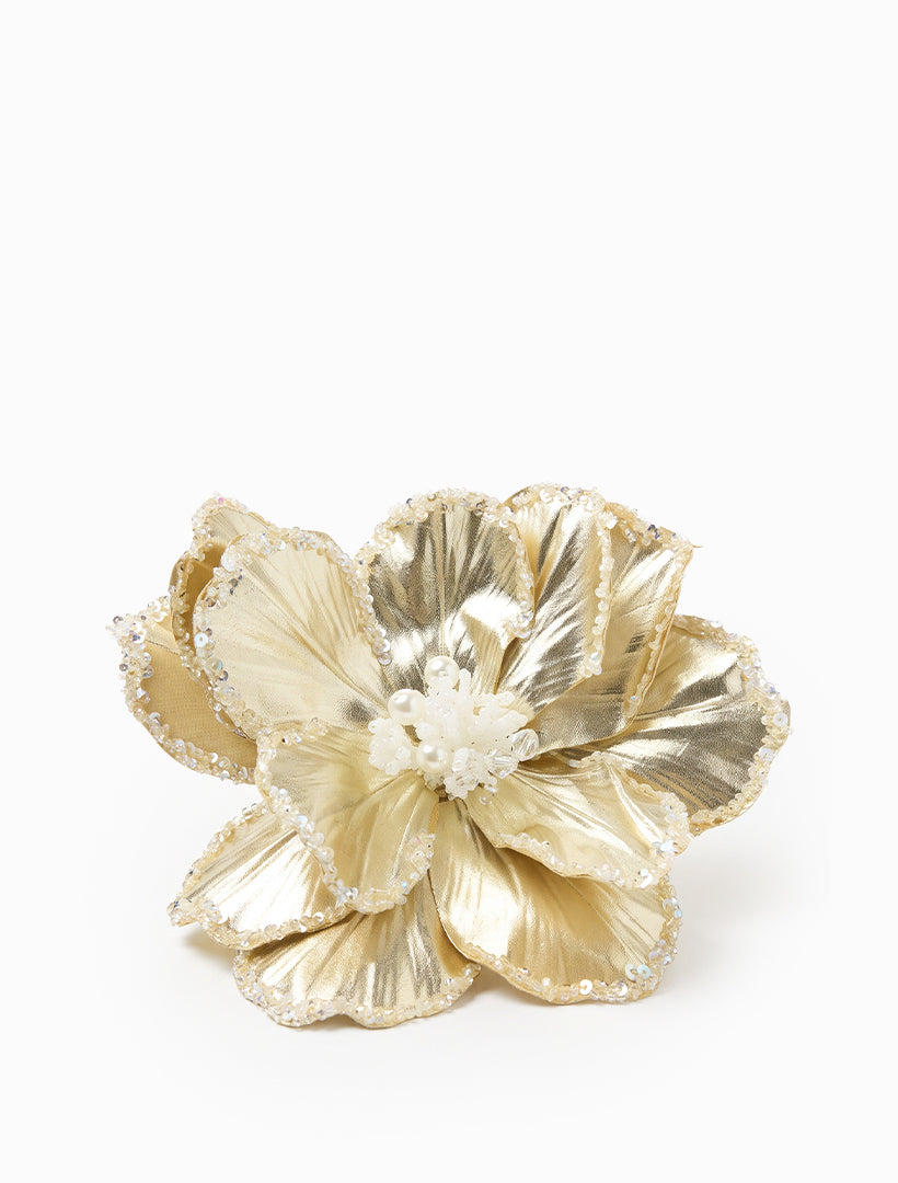 Gold Peony Clip On