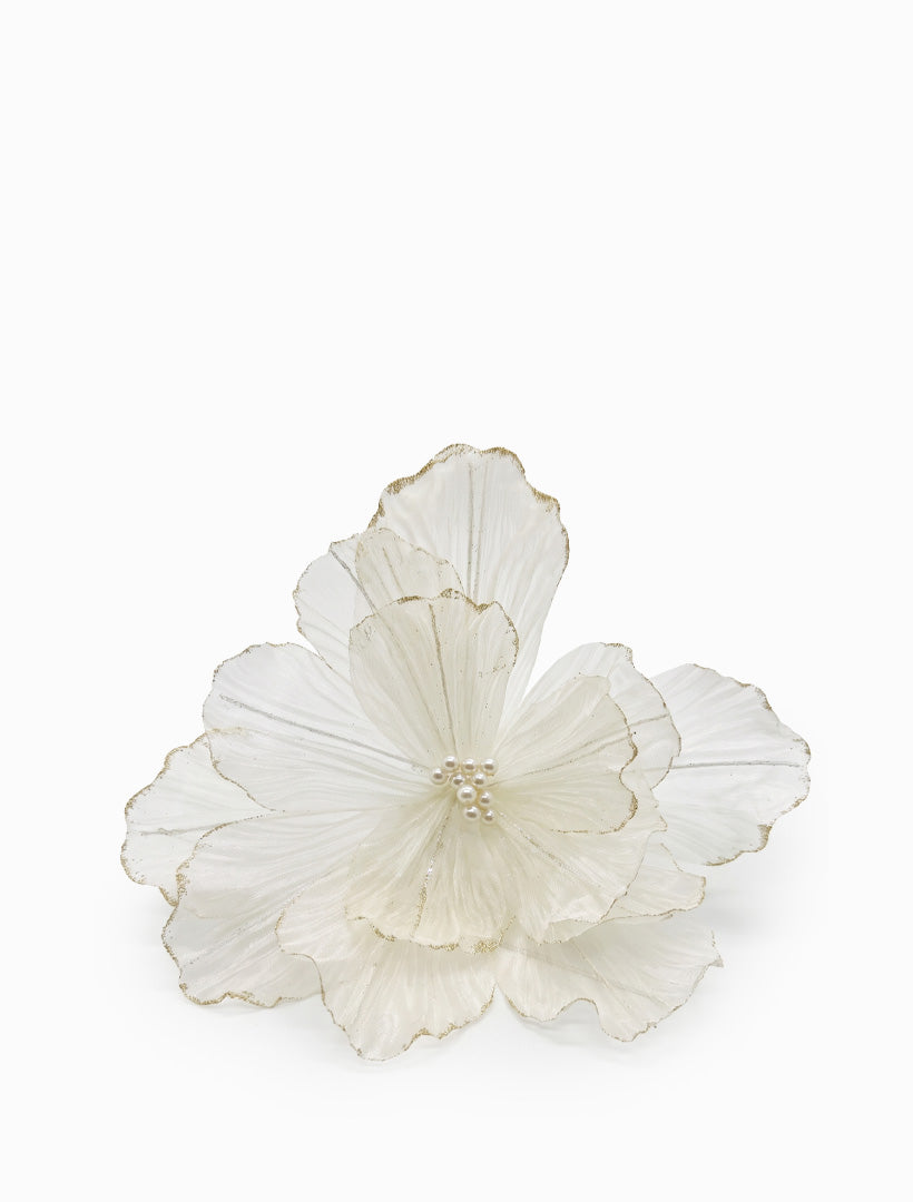 Ivory Organza Peony Clip On