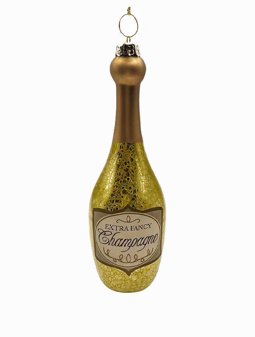 Glass Bottle Decoration 14cm Champagne