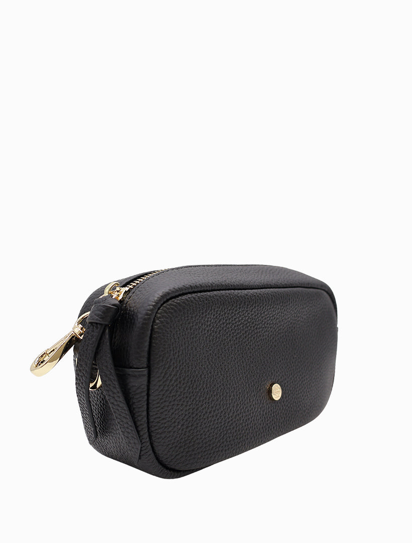 Side view - black shoulder leather bag