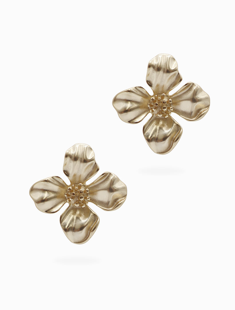 Front view - Gold flower stud