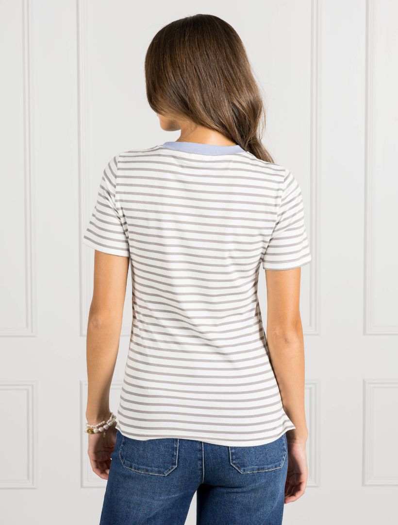 Back view - grey striped cotton tee