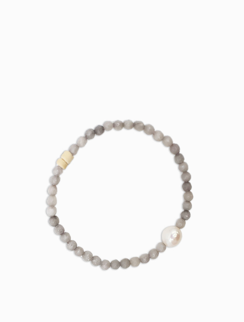 Stone and Pearl Bracelet Grey