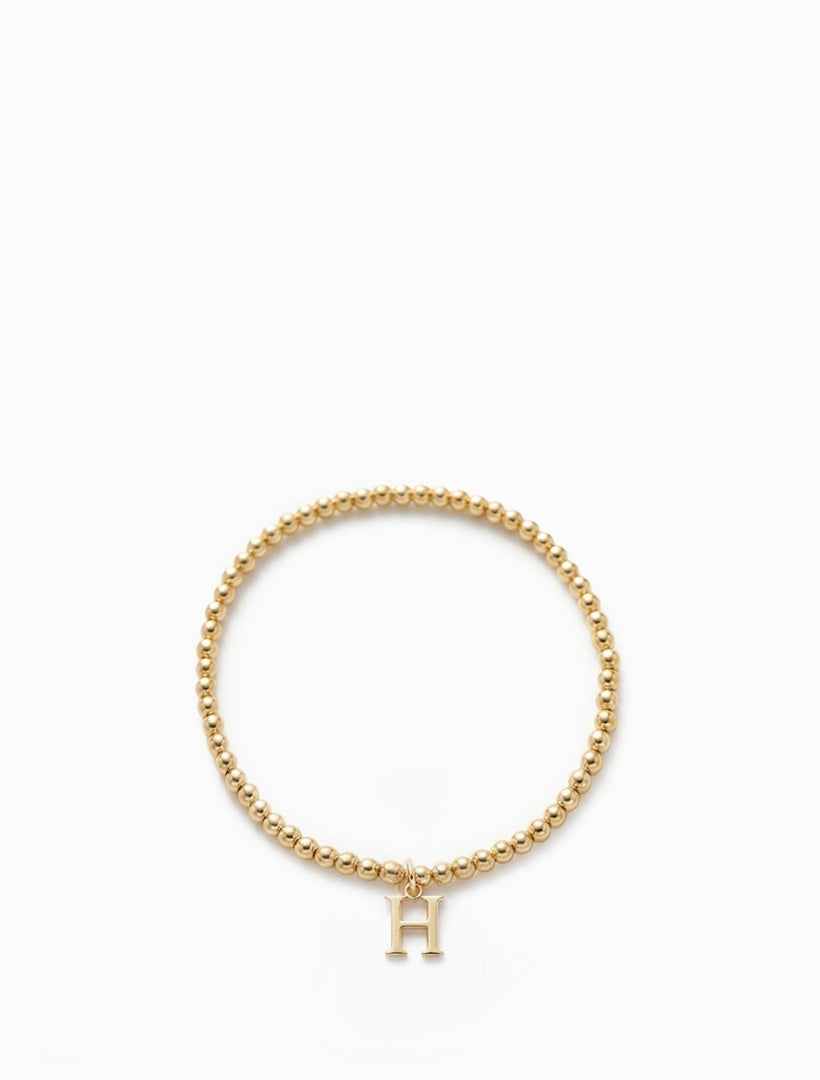 Initial Ball Stretch Bracelet H Gold