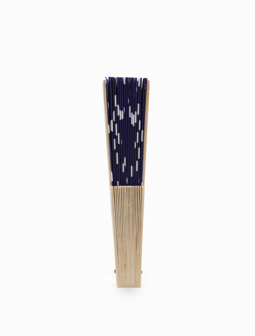 Hand Fan Navy and White Polka Dots