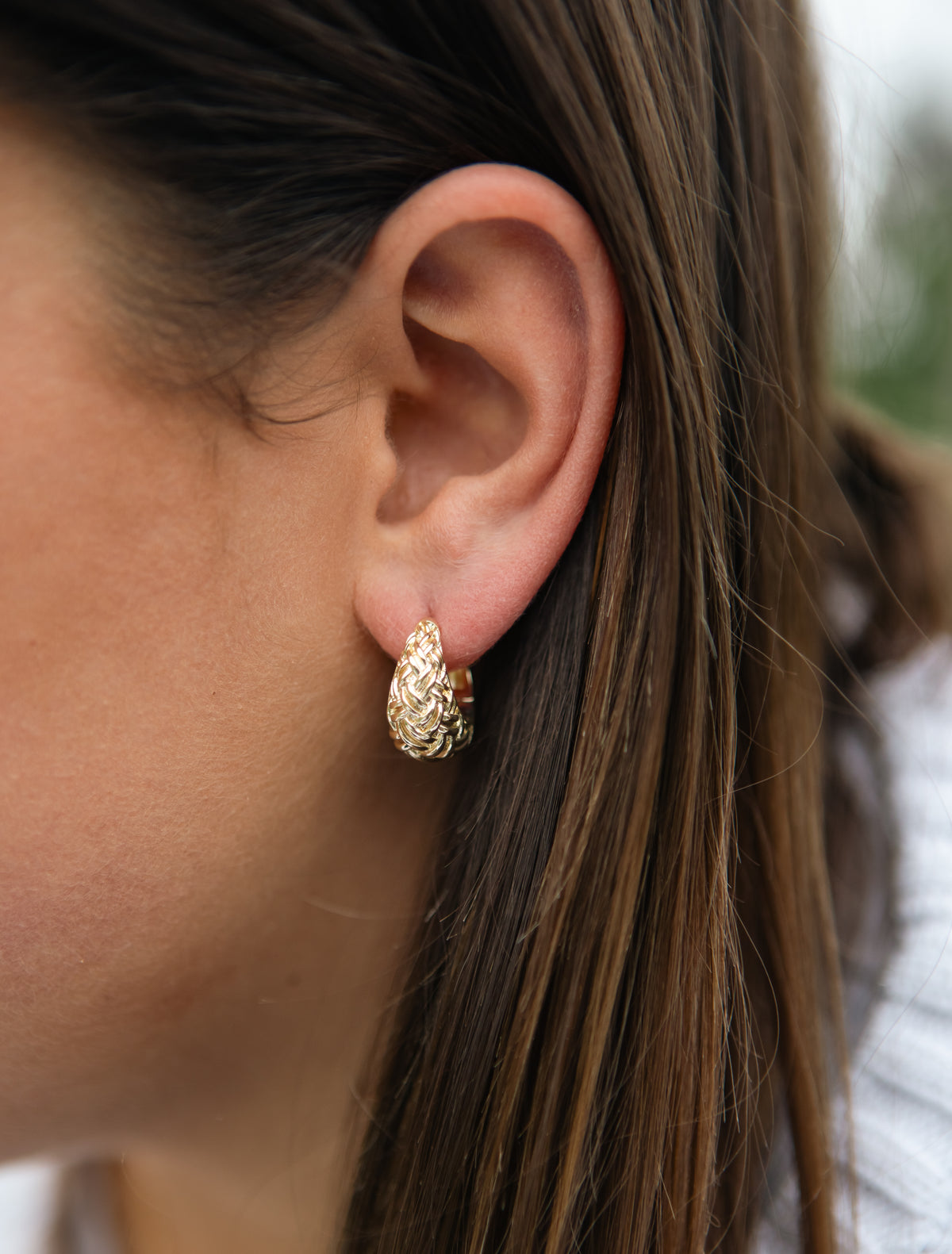 Woven Tear Hoops Gold