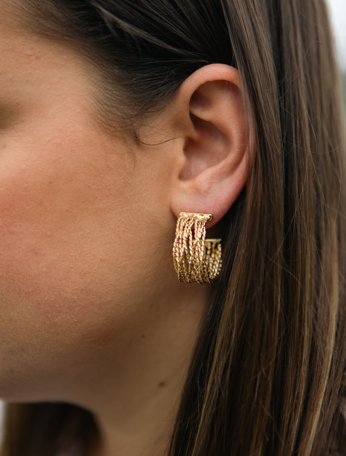 Twisted Thread Hoops Gold