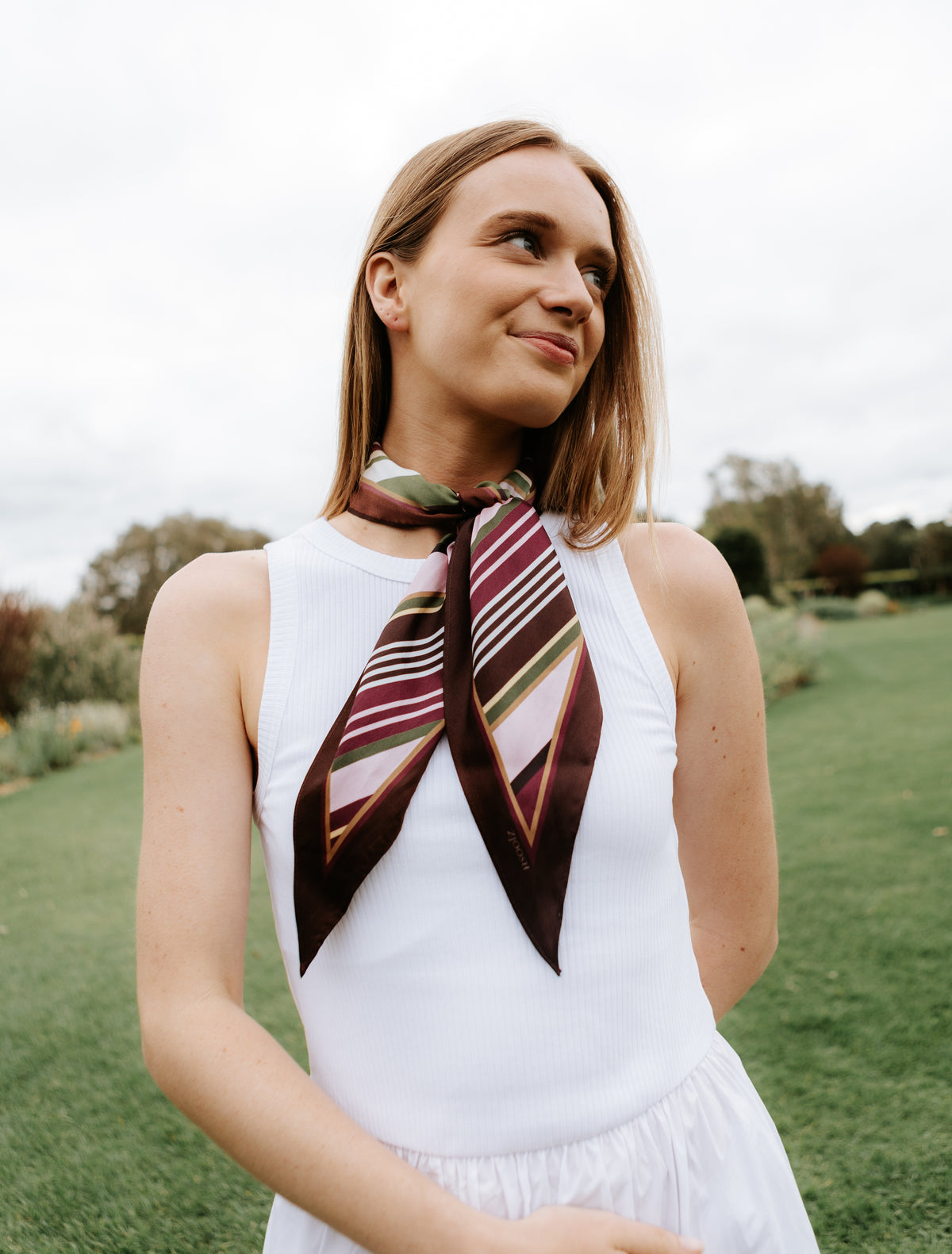 Burgundy Stripes Trapezoid Scarf