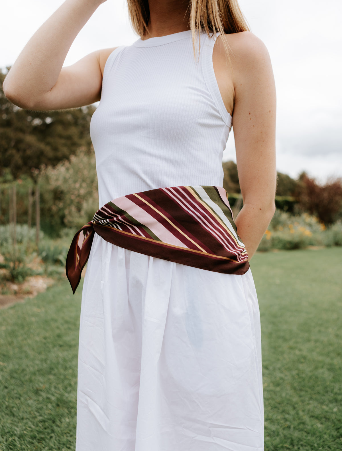 Burgundy Stripes Trapezoid Scarf
