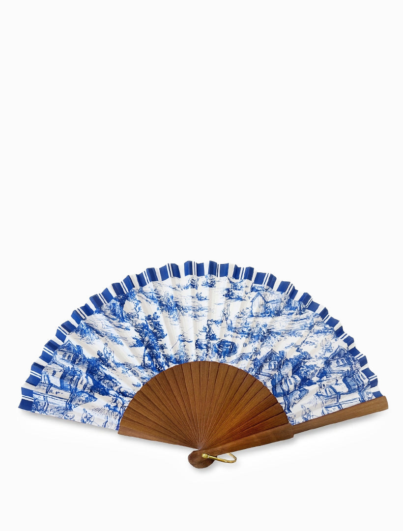 Susanna Hand Fan Toile Blue