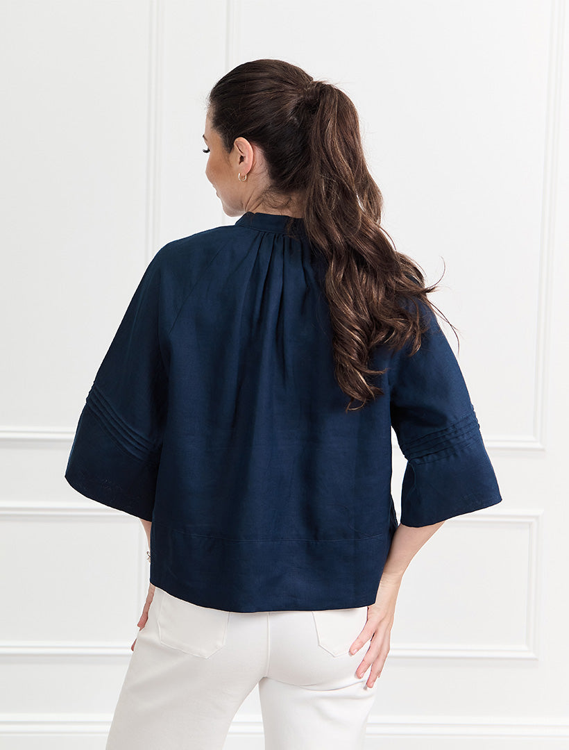 Harriet Linen Shacket Navy