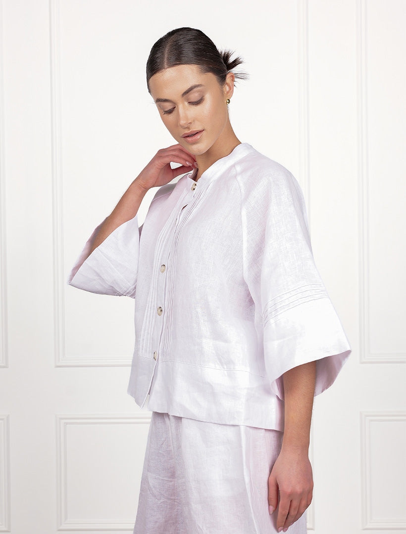 Harriet Linen Shacket White