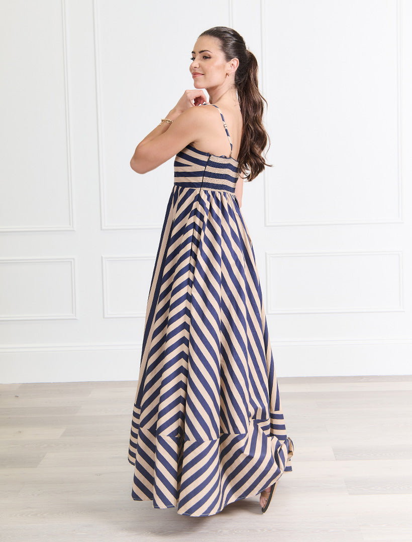 Hetty Dress Navy Tan