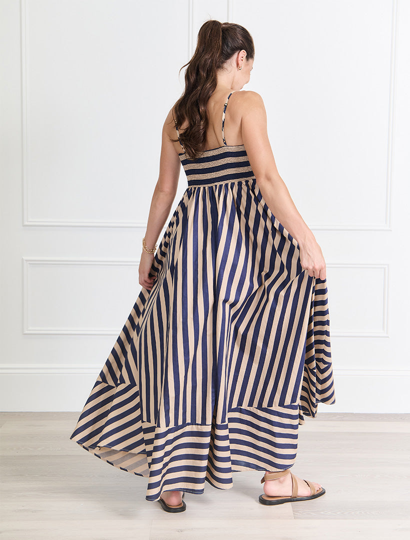 Hetty Dress Navy Tan