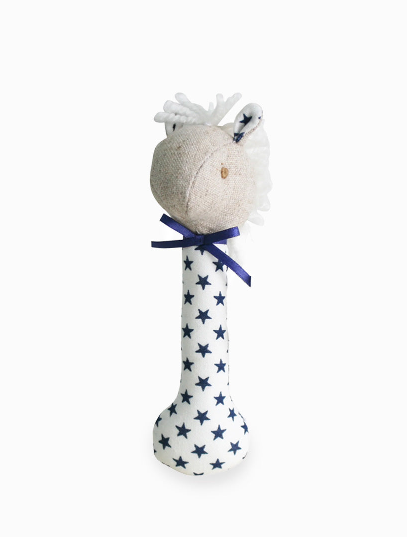 Horse Stick Rattle White Navy Star