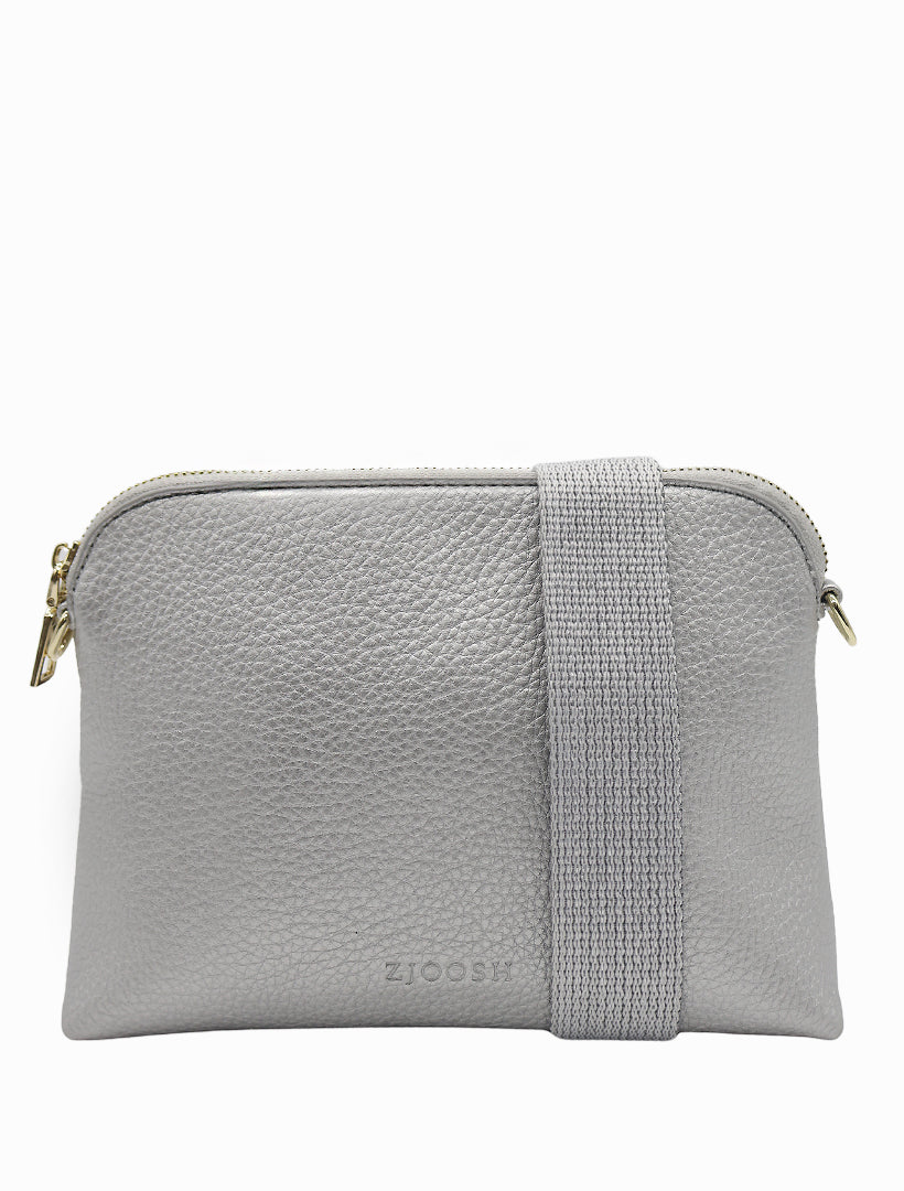 Front view - Silver cross body bag