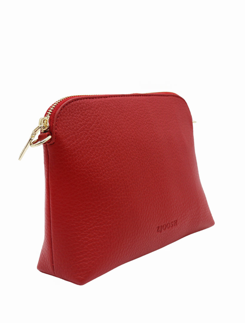 Side view - Red cross body bag