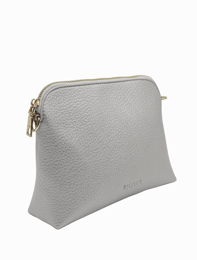 Side view - Silver cross body bag