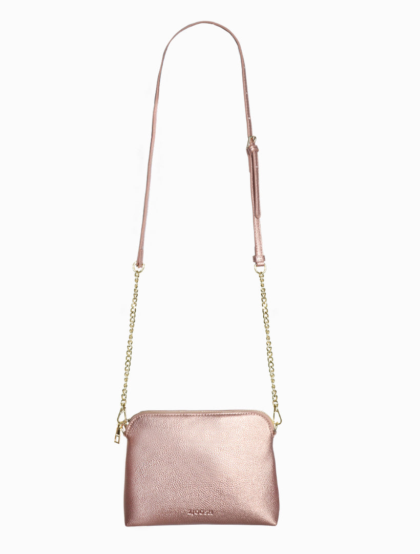  Rose gold cross body strap bag