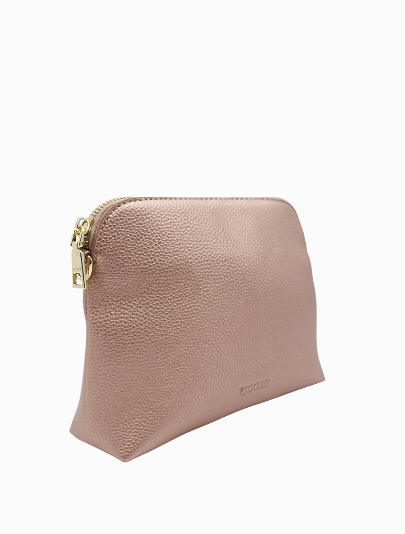 Side view - rose gold cross body strap bag